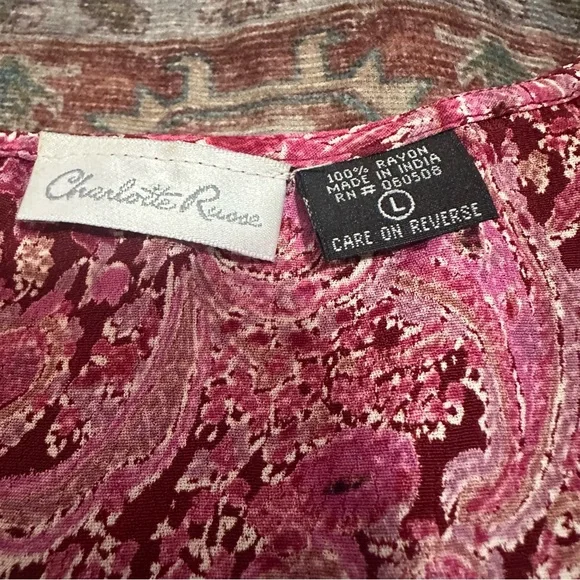 Y2k Charlotte Russe Pink paisley print maxi dress with ruffles Size Large - Picture 6 of 9